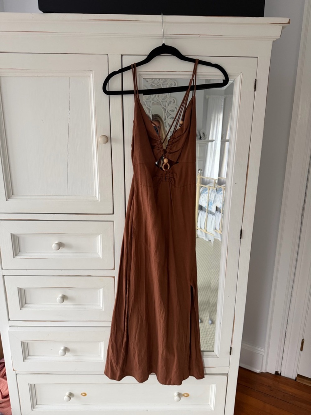 Zara Rust Brown Maxi Dress with Ring Detail